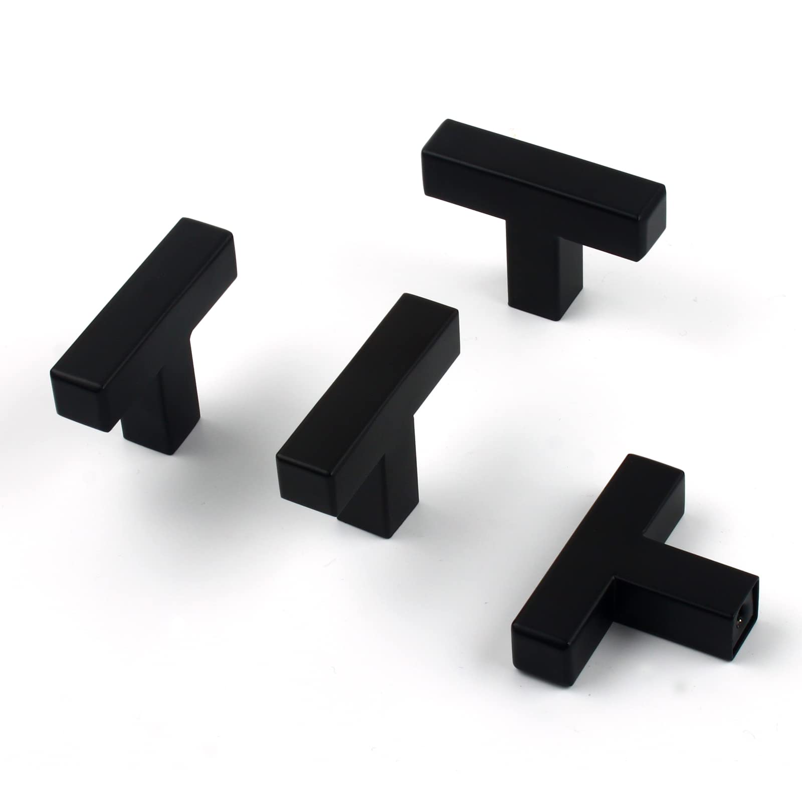 CVIUYO 4 Pack 2Inch Black Cupboard Handles, Kitchen Cupboard Door Handles, T Bar Handle, Square Cabinet Handle for Cabinet/Wardrobe/Bathroom with Screws