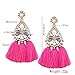 DDLBiz Women Fashion Bohemian Earrings Long Tassel Fringe Dangle Earrings Jewelry (Style2 Hot Pink)