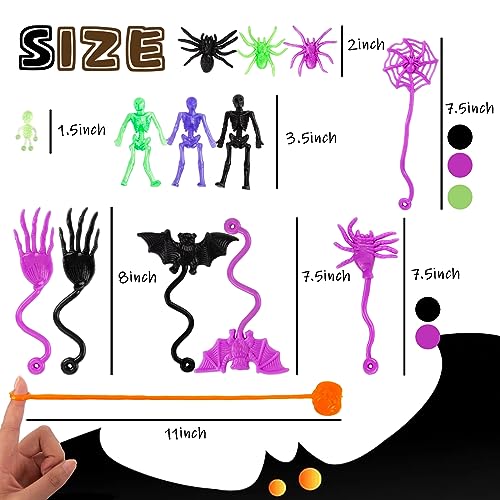 Shindel 52PCS Halloween Stretchy Sticky Toys, Halloween Party Favors for Kids Halloween Treat Toys for Goodie Bag Stuffers Treasure Box Classroom Prize
