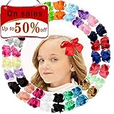 25 PCS Hair Bows 6 inch Grosgrain Ribbon Boutique Hair Bow Clips for Girls