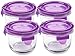 Wean Green Round Wean Bowls 5.4 Ounces Baby Food Glass Containers - Grape (Set of 4)