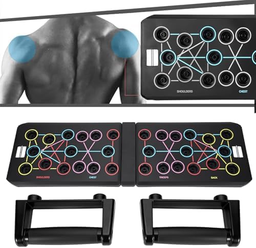 Push Up Rack Board 15 in 1 pieghevole multifunzione Home Training Fitness Equipment, Portable Push-Up Training Frame, Adjustable Push-Up Board, manico rotondo
