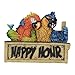 Exhart Garden Sculpture, Solar Happy Hour Parrots Garden Statue, LED Sign, Outdoor Lawn and Yard Decoration, 12.5 x 5 x 10 Inch