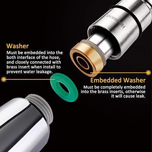 HOMEIDEAS 60-inch(1.5m) RV Shower Hose 304 Stainless Steel Extra Long Shower Hose Replacement Handheld Shower Head Hose Extension