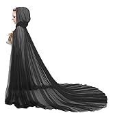 Auroeyfairy Wedding Tulle Cape Hooded Women Tulle Bridal Dress with Long Train for Vintage Weddings, Costume