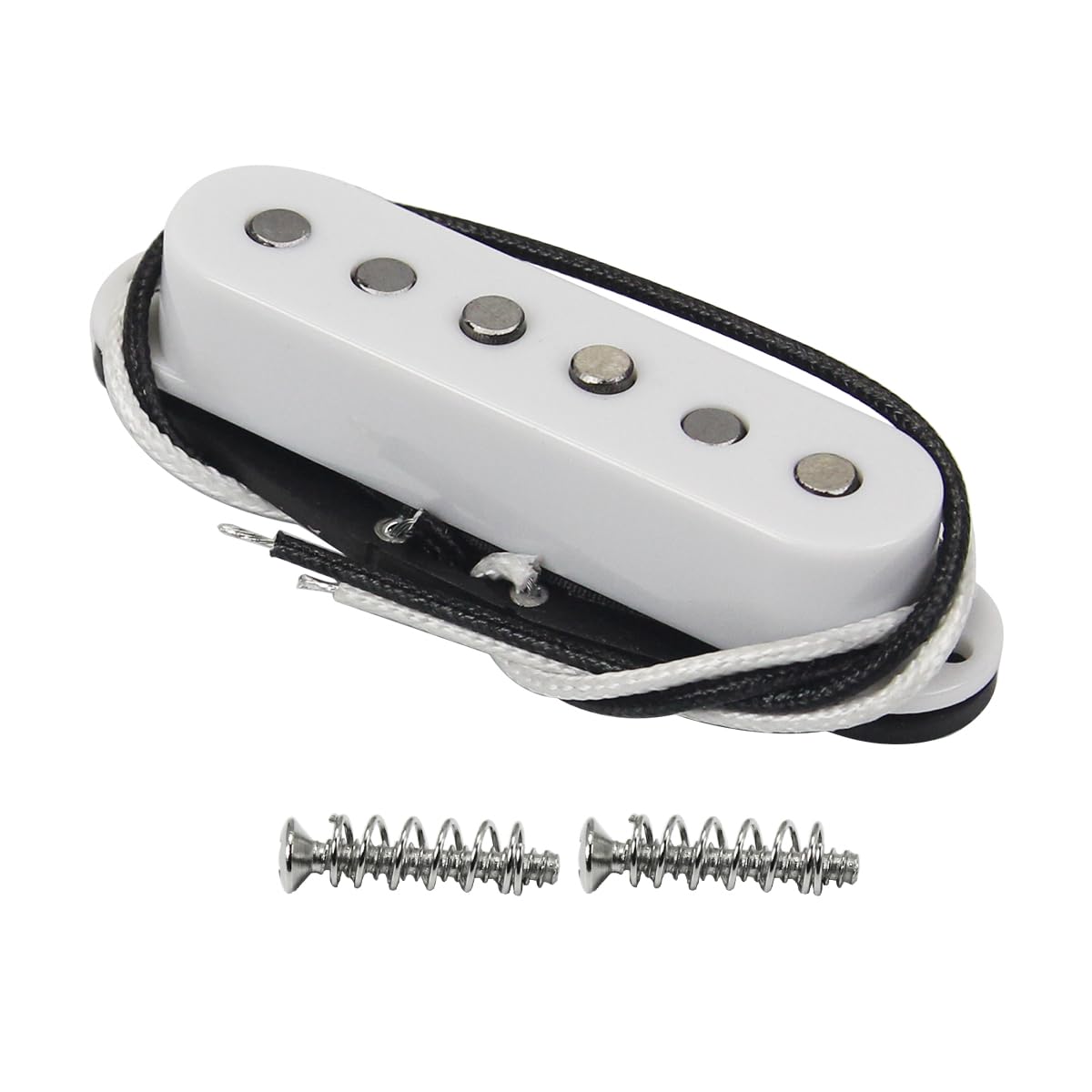 FLEOR Single Coil Neck Guitar Pickup Alnico 5 ST Pickups Staggered for ST SQ Electric Guitar, White