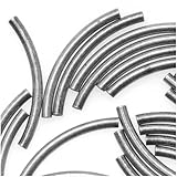 Antiqued Silver Plated Curved Tube Noodle Beads 15mm (50 Beads)
