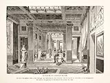 1886 Wood Engraving Interior Ancient Roman House Atrium Tablinum Fauce Alae Art - Original In-Text Wood Engraving