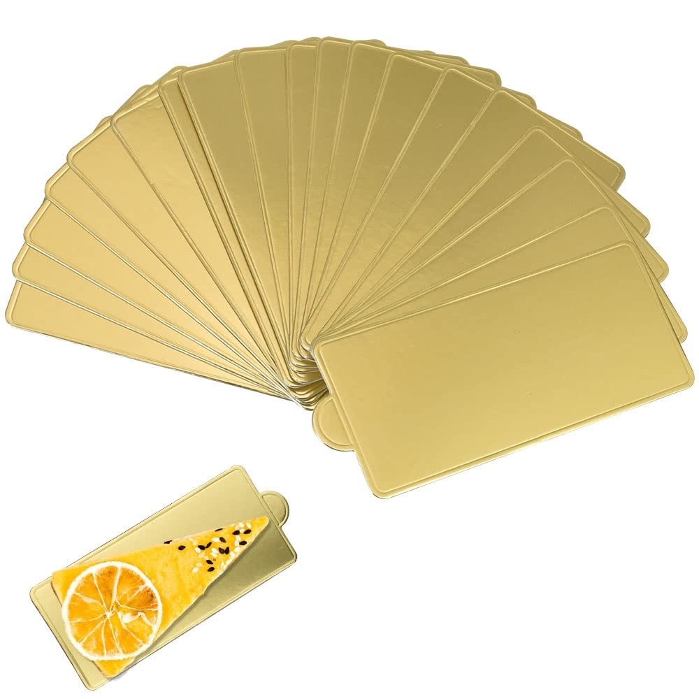 GOLRISEN Mini Cake Board,100 Packs Mouss Cake Drum Cardboard,Gold Food Grad Dessert Displays Tray,Cake Base Paper Plates Dessert Board Base,Cake Pastry Decorative for Wedding,Birthday,Christmas,Party