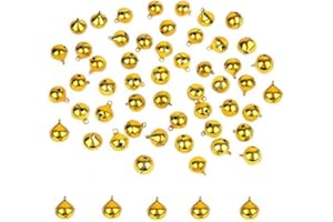 LASSUM 200PCS 8mm Jingle Bells Small Bell Mini Bells for DIY Bracelet Anklets Necklace Knitting/Jewelry Making (Gold)