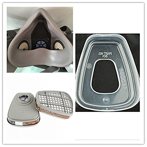 RONGT Safety Mask 3M 7502 / 6200 Respirator Half Face Gas Mask Painted Activated Carbon Mask Against Organic Vapors Gas Cartridges 7 Items for 1 Set (7502) - Thumbnail 3