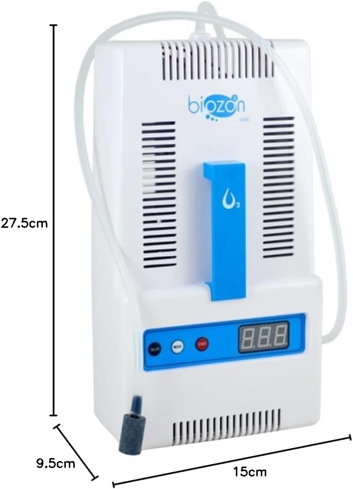 BIOZON Biozon Plus Generador de Ozono para Aire y Agua, Purificador para Ambientes, Frutas y Verduras, Eliminación de Olores, Uso Doméstico, Cobertura hasta 120 m³, Diseño Compacto