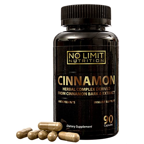 No Limit Nutrition Cinnamon Herbal Complex Capsules With Antioxidants to Support Immune System, Balance Blood Sugar Levels, Healthy Heart, Skin & Dental Health