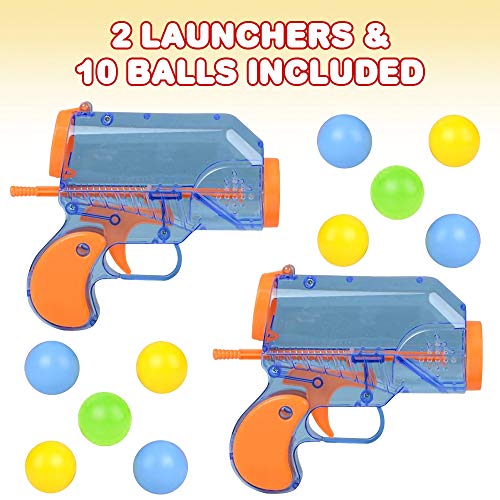 ArtCreativity 5 Inch Ball Launchers, Set of 2, Each Set with 1 Toy Blaster Gun and 5 Plastic