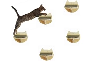 SHENGOCASE 5-Pack Cat Wall Steps Shelf Shelves, Natural Solid Wood Cat Wall Furniture, Wall Mounted Cat Stairs Cat Perch