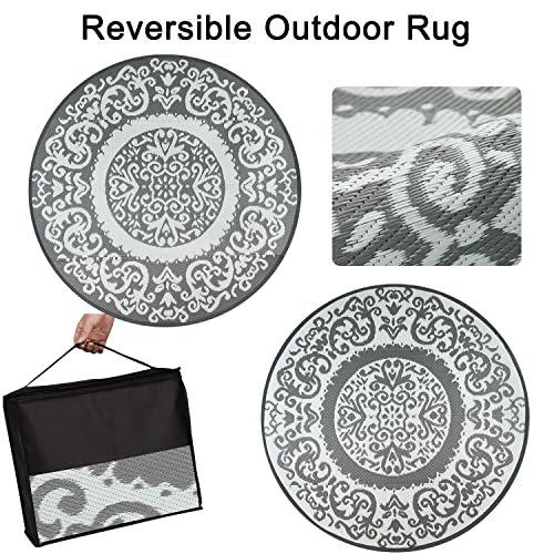 Reversible Round Outdoor Rugs for Patio 5’ Plastic Straw