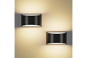 Indoor Black Modern LED Wall Sconce 10W Aluminum Interior Wall Lights Set of 2 Up and Down Wall Mount Light for Living Room B