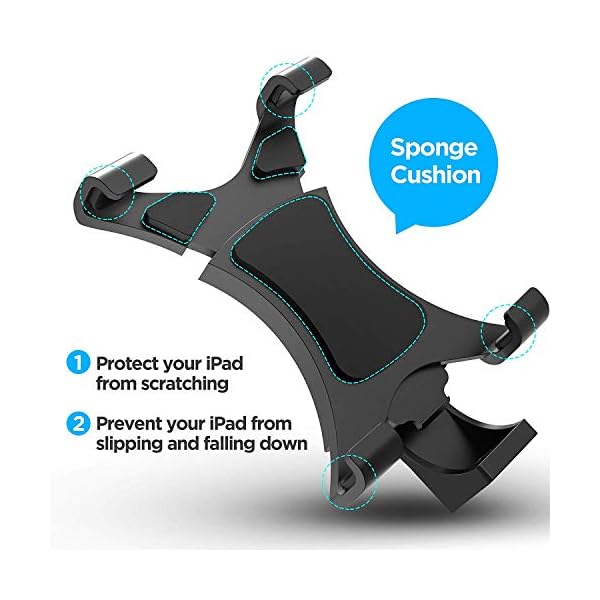 ipow Universal Tablet Stativ Halterung Halter Clip Mount Adapter kompatibel mit Selfie Stick Stange Kamera Stativ Tri-pod, Inklusive 1/4" Schraubenkopf für Meisten 4.8-7.8 Zoll Tablet – Bild 4
