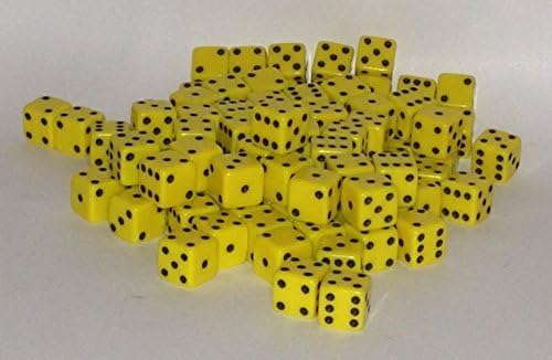100 x 7mm opaque Plastic dice (Yellow)