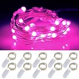 LXS Battery Operated Fairy Lights 10 Sets of 2M /20 LED,Amazingly Bright - Ultra-Thin Flexible Easy to Wrap Silver Wire for Valentine's Day Wedding Party,Fairy Light Effect(10PCS-Pink)