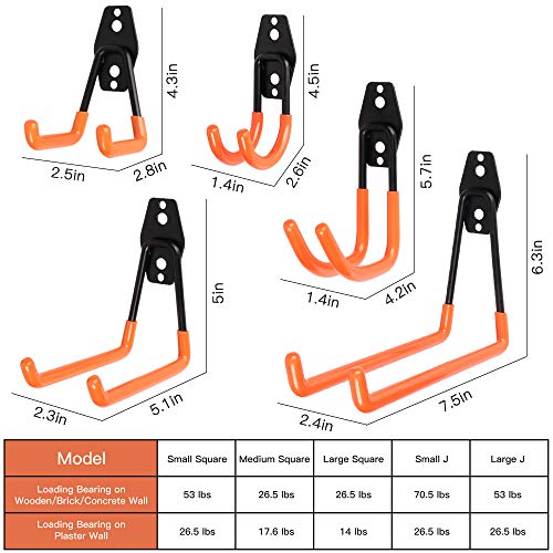 Garage Storage Utility Hooks, 9 Pcs Heavy Duty Hooks for Organizing Power Tools, Ladders, Bikes, Ropes, Bulk Items