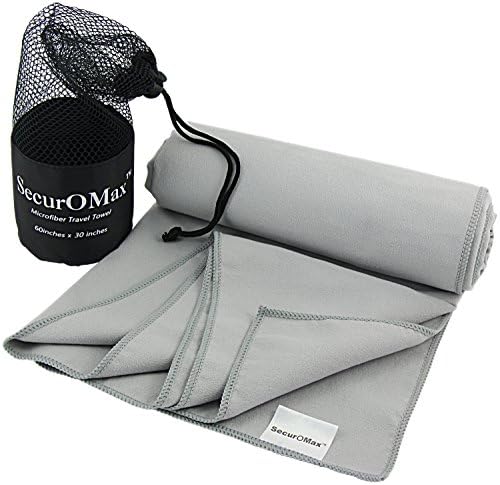 SecurOMax Microfiber Travel Sports Towel with Portable Mesh Bag for Camping, Hiking, Beach, Bath, Yoga, Swimming Pool & Gym (Soft, Absorbent, Lightweight & Quick Dry)
