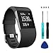 Wizvv Compatible Bands Replacement for Fitbit Surge, with Metal Buckle Fitness Wristband Strap Women Men Large Small (Black,Large)