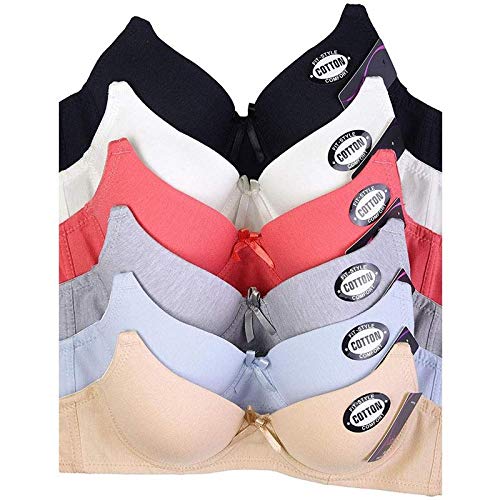 Mamia Women s Full Cup Push up Basic Bras (Pack of 6)-40B-Sherry