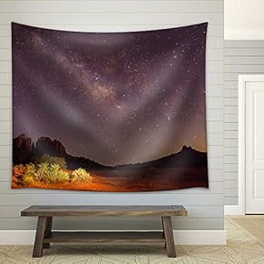 Milky Way Over Cathedral Rock - Fabric Wall Tapestry Home Decor - 51x60 inches