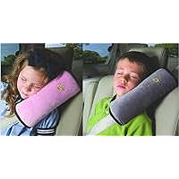WP-TT® 2pcs Auto Pillow Car Safety Belt Protect, Shoulder Pad, Adjust Vehicle Seat Belt Cushion For Kids （Grey，Pink）