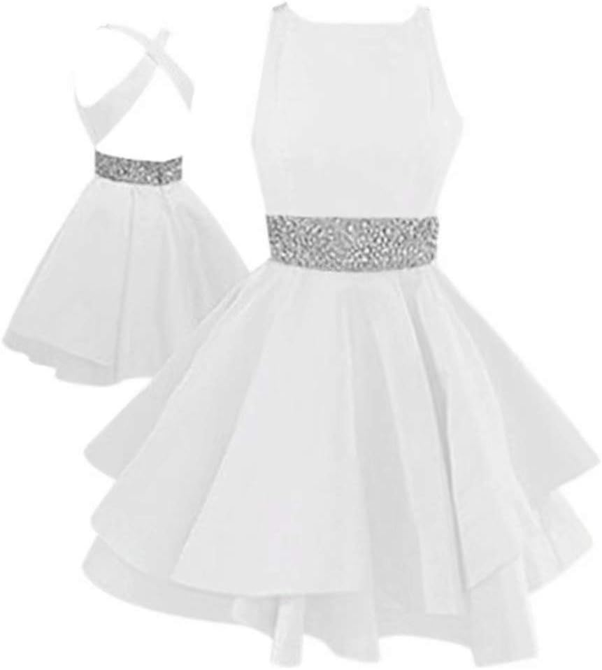 LeoGirl Womens Open Back Fit And Flare Short Prom Dress With Waist s Party Dress