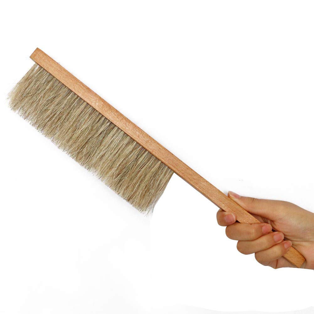 BR TOOL Bee Hive Brush - Double Rows Natural Horse Hair with Wooden Handle - Soft Bristle - Beekeeper Cleaner Tool - Beekeeping Equipment
