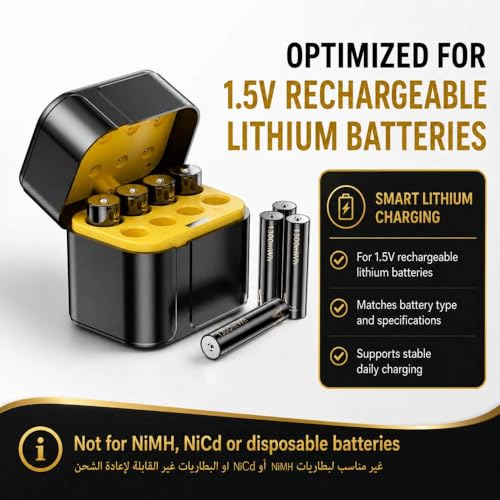 Cuorvag Rechargeable Batteries with Charger, 4 AA 3700mWh + 4 AAA 1300mWh 1.5V Lithium Battery Set, AA AAA Battery Charger, 8-Slot Type-C Charging Case, 1300+ Cycles