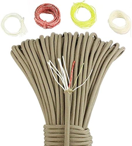Survival Paracord Parachute Fire Cord Survival Cord Fire Paracord Tinder Fire Starter/PE Fishing Line/Cotton Thread 380LB Commercial Grade