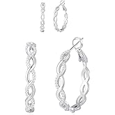 Senteria 925 Sterling Silver Earrings Hoops for Women Lightweight Twisted Hoop Earrings With Cubic Zirconia Hypoallergenic Hoops Earrings (20/30/40/50/60MM)