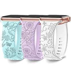 3 Pack Floral Engraved Bands Compatible with Apple