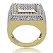 SHINY.U 14K Gold Plated Fully Iced out CZ Lab Simulated Diamond Drop Square Punky Ring for Men Hip Hop