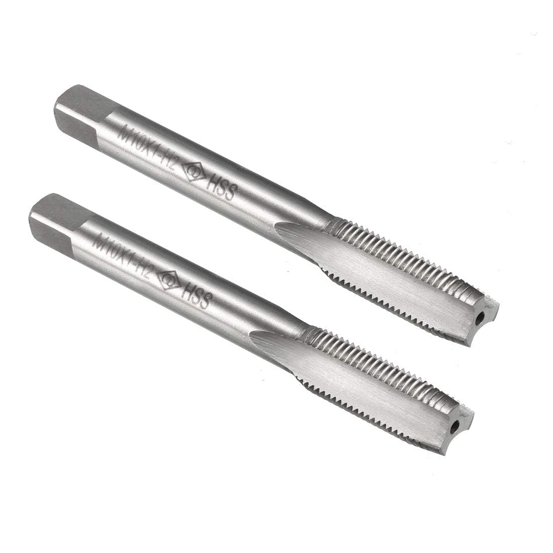 TA-VIGOR 2Pcs M10 x 1mm Metric Machine Tap, High Speed Steel 3 Straight Flutes Screw Tapping Thread Tap, Threading Tapping Repair Tool