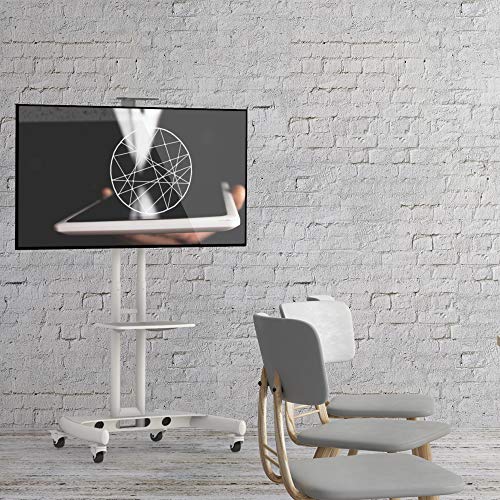 Kanto MTM65PLW Height Adjustable Mobile TV Stand with Adjustable Shelf