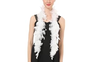 FLYDREAMFEATHERS 25 Gram, 4 Feet Long Chandelle Feather Boa, Kids Feather Boa, Great for Party, Wedding, Halloween Costume, Christmas Tree, Decoration (White Color)