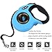 AKALI Retractable Dog Leash with Reflective Ribbon Cord, 13 ft, for Small Dog up to 22 lbs, a Metal Loop for Hanging Poop Bag Dispenser, Sky Blue