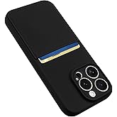 Karrint Designed for iPhone 16 Pro Case with Card Holder for Women Men Soft Silicone Cover [Microfiber Lining] Full Camera Protection Shockproof Slim for iPhone 16 Pro Case Wallet Black