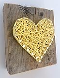 Sweet and small wooden rustic yellow string art heart block - A unique gift for Weddings, Anniversaries, Valentine's Day, Birthdays, Christmas, house warming and new babies.