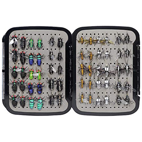 YZD Fly Fishing Flies Collection 69/38 Realistic Flies Dry Wet Nymph Streamers Fly Assortment Fly Box Flyfishing Lures Kits Trout Bass Pike Salmon Flys (Ultimate Realistic FlySelection 60 Pcs)