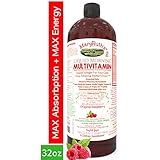 Morning Liquid Vitamins by MaryRuth (Raspberry) Vegan Multivitamin A B C D3 E Trace Minerals &amp; Amino Acids for Energy, Hair, Skin &amp; Nails for Men &amp; Women | Paleo | Gluten Free | 0 Sugar | 0 Fat | 32oz