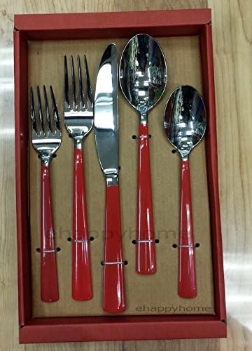 West Elm Red Dipped Flatware 5-Piece Place Setting Stainless Steel