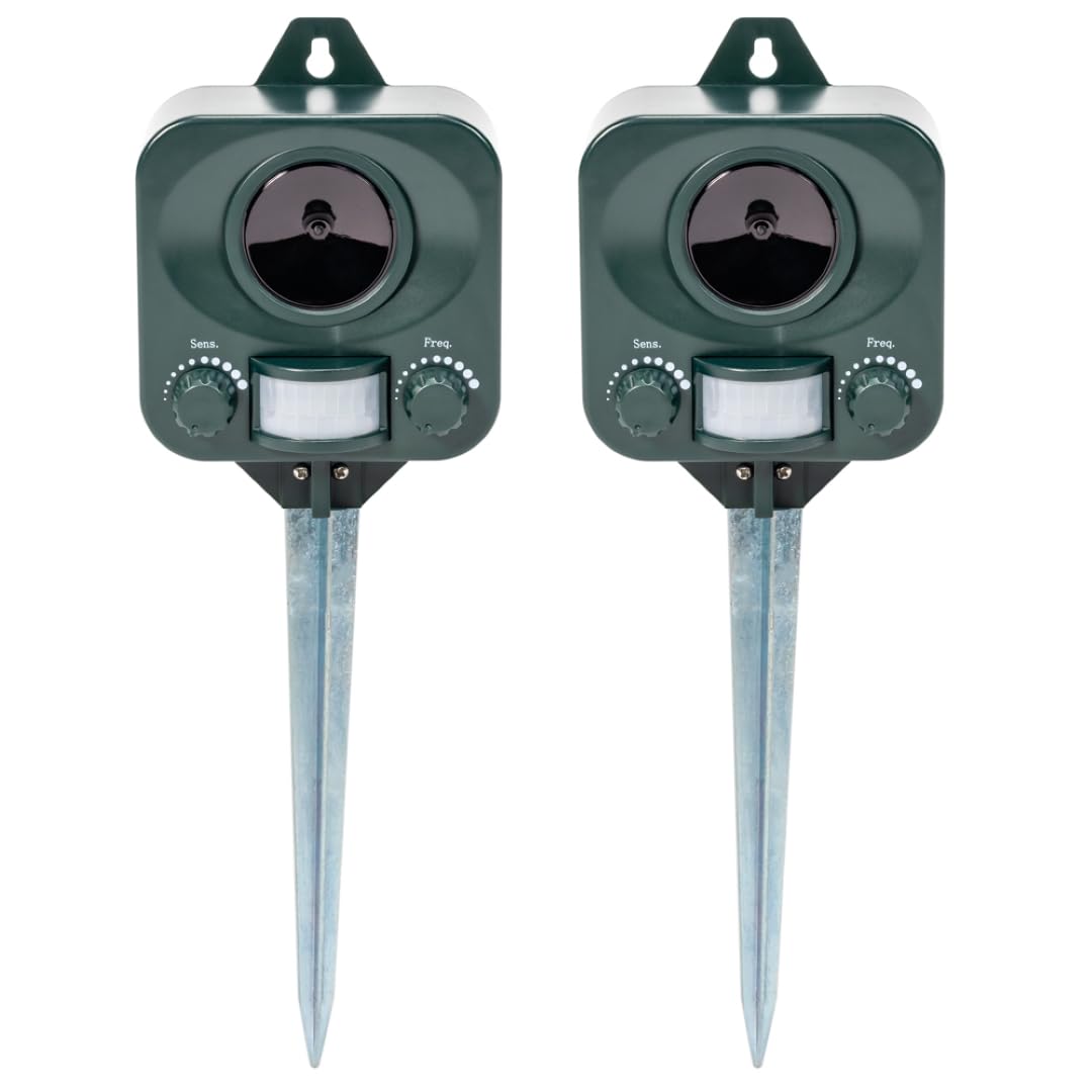 PestBye® Battery Operated Cat Repellent - Ultrasonic Cat Scarer - Set of 2 - BATTERIES INCLUDED