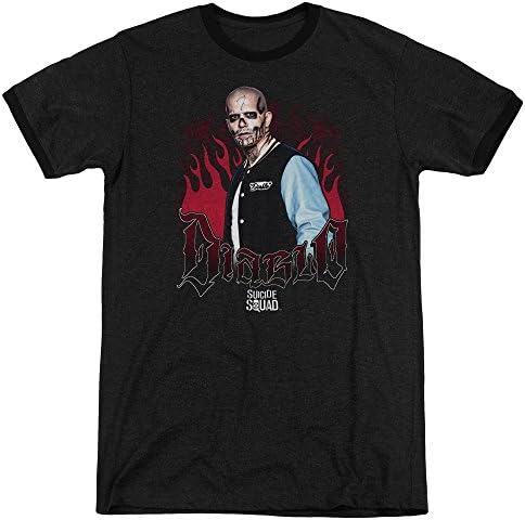 Suicide Squad Diablo Flames Mens Adult Heather Ringer Shirt Black Lg