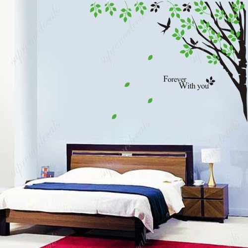 Custom PopDecals - Corner branches - Close to the upper right edge of the wall - Beautiful Tree Wall Decals for Kids Rooms Teen Girls Boys Wallpaper Murals Sticker Wall Stickers Nursery Decor Nursery Decals