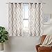 JINCHAN Moroccan Tile Print Curtains for Living Room Quatrefoil Flax Linen Blend Textured Geometry Lattice Grommet Window Treatment Set for Bedroom 50